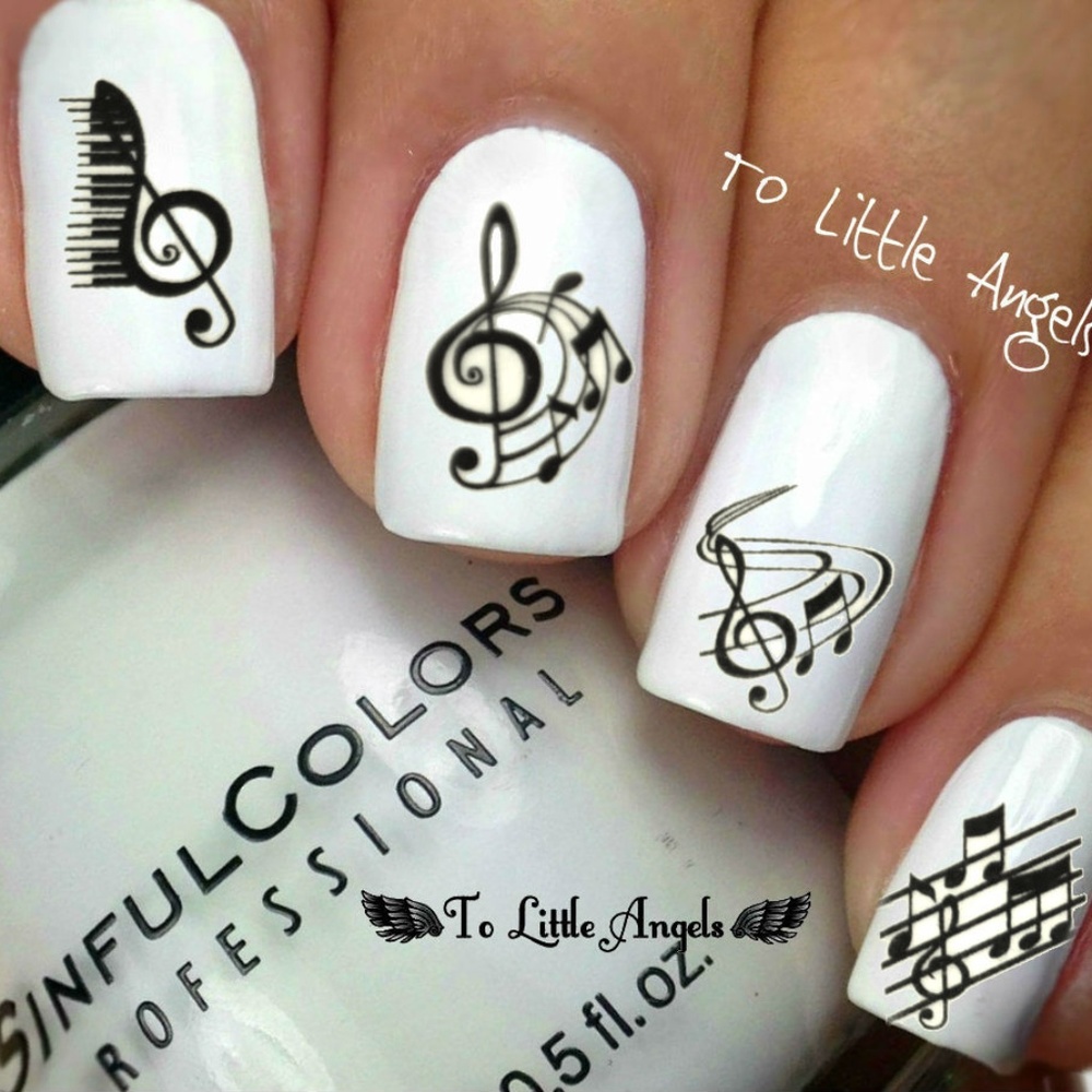 Music Note - Nail Art Decal - blue85